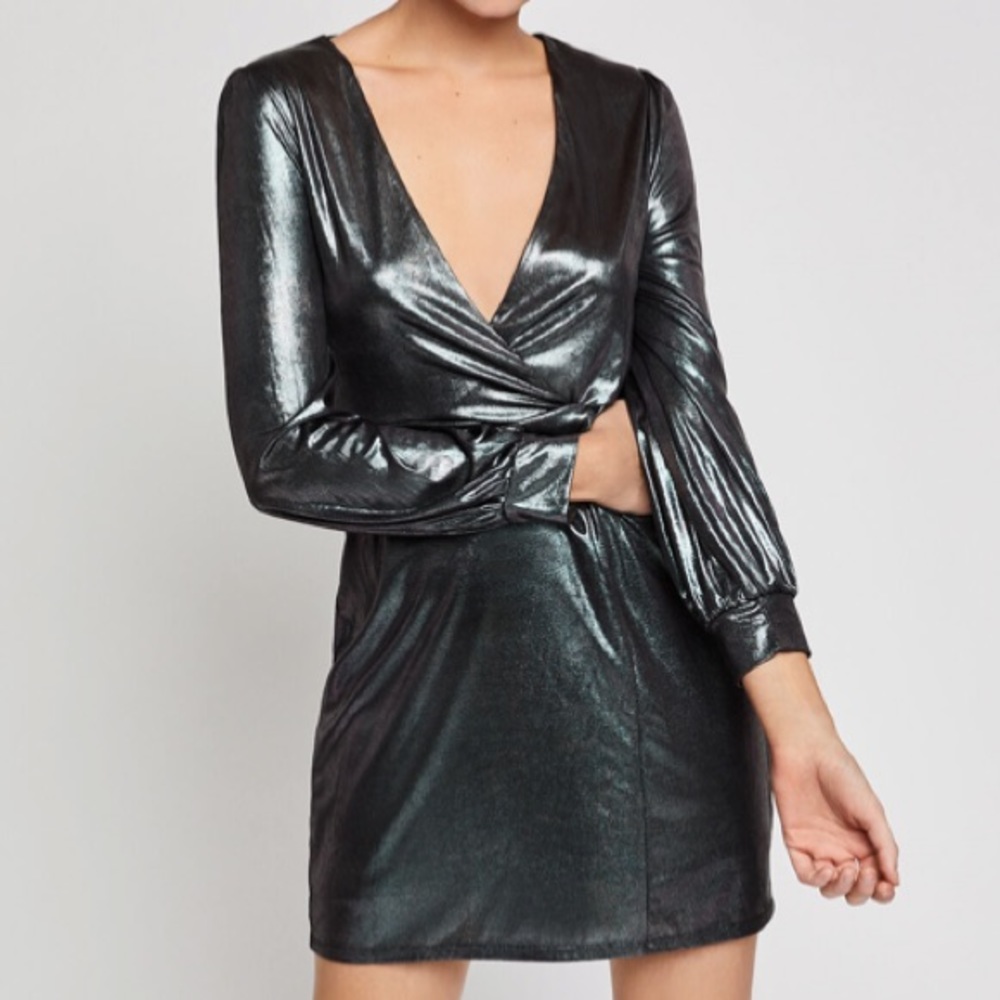 BCBG metallic wrap dress